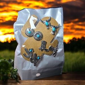 Turquoise and Silver Western Jewelry Set